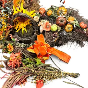 Fall-Themed Decorative Wreaths and Arrangements