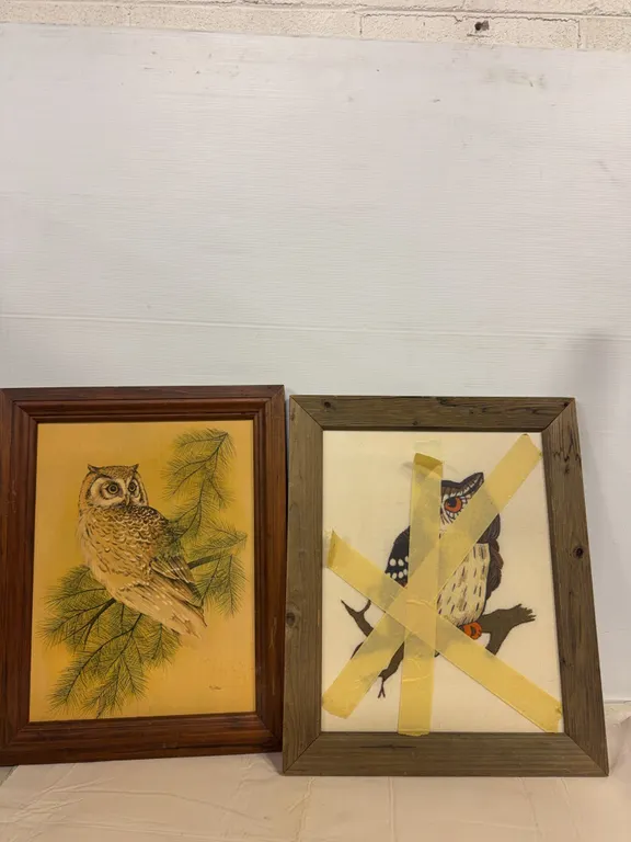 Vintage Owl Wall Art Pair