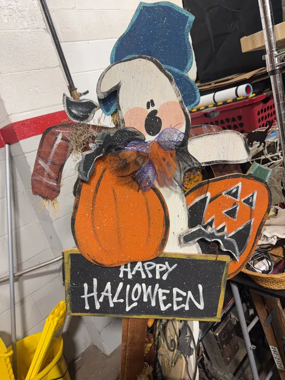 Wooden Happy Halloween Ghost & Pumpkin Yard Sign