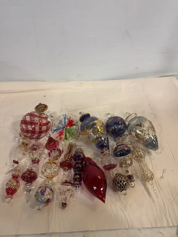 Large Collection of Handblown Art Glass Christmas Ornaments