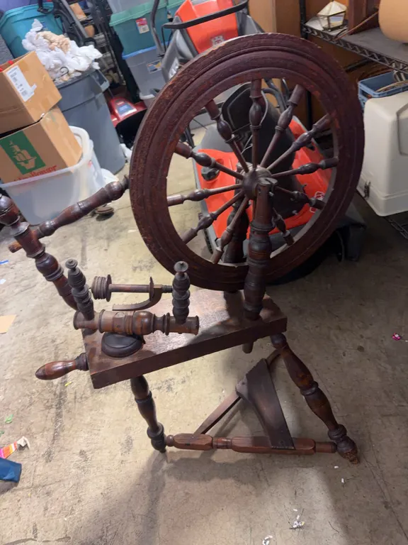 Antique Wooden Spinning Wheel