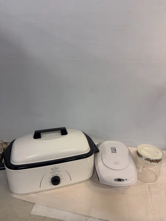 Rival Roaster Oven, Lean Fat Grilling Machine & Vintage Kitchen Jar