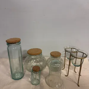 Glass Storage Jars with Cork Lids & Metal Display Vessels
