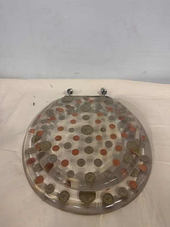 Clear Acrylic Toilet Seat with Embedded Coins