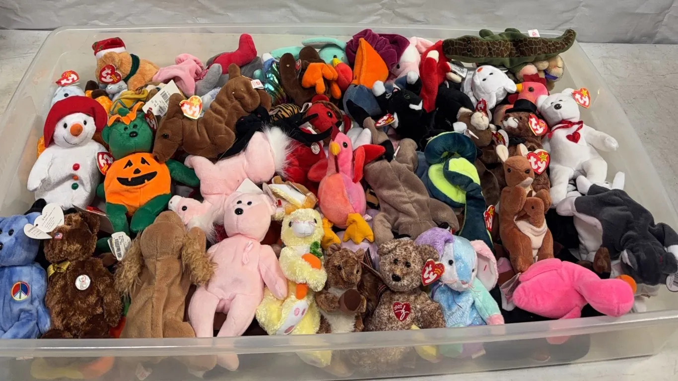 Large Collection of TY Beanie Babies Plush Animals