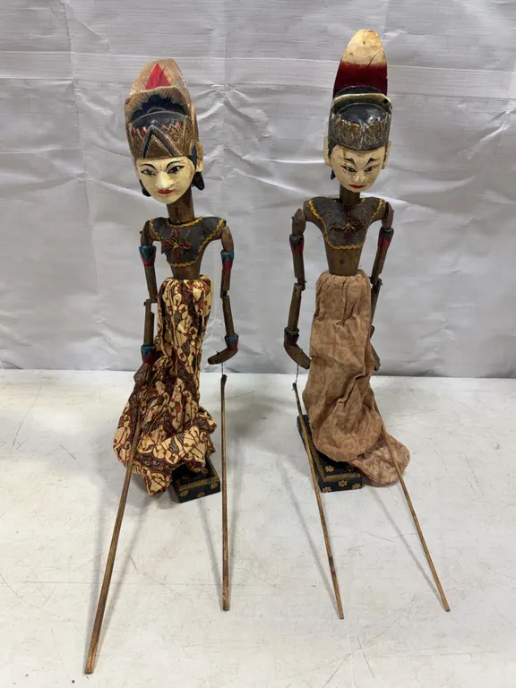 Indonesian Wayang Golek Wooden Rod Puppets