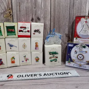 Hallmark Keepsake Miniature Ornaments & Glass Baron Angel & Navy Anchor Lot of 16