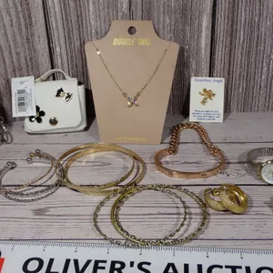 Vintage Timex Acqua Watch, Double Take Necklace & Costume Jewelry Lot