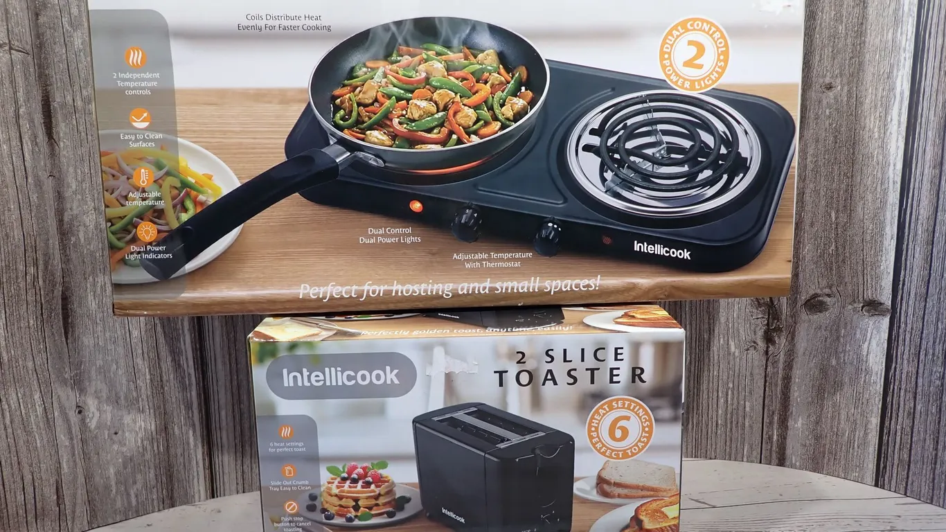 Intellicook 4-Coil Double Burner & 2-Slice Toaster Appliance Lot