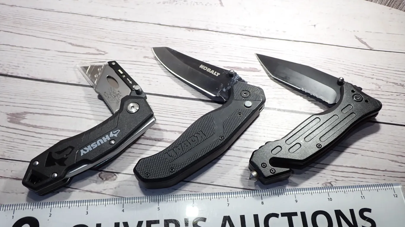 Husky & Kobalt Folding Utility & Pocket Knife Trio