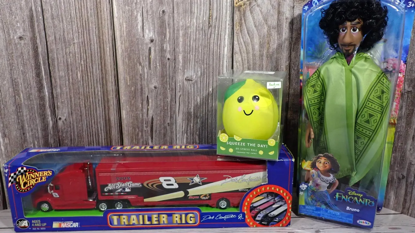 Disney Encanto Bruno Doll, Winner's Circle Dale Jr Rig & Stress Ball Lot