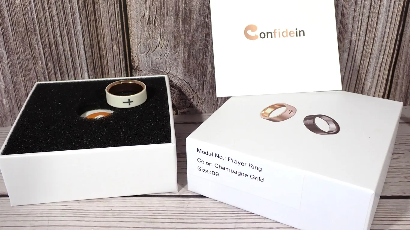 Confidein "Prayer Ring" Smart Ring, Champagne Gold, Size 9, Boxed