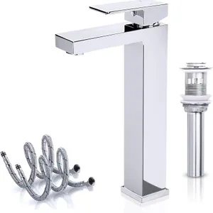 Abelloly Polished Chrome Solid Brass Waterfall Bathroom Faucet