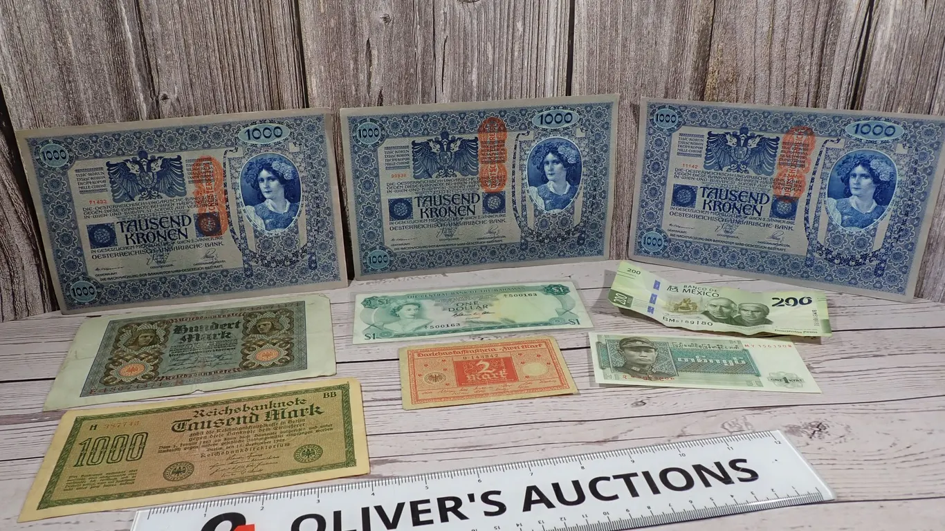 Vintage World Banknote Collection - Austro-Hungarian, Weimar German & More