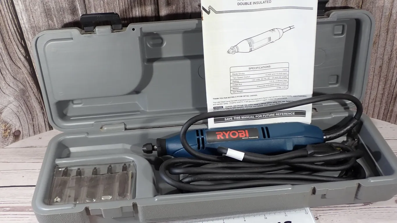 Ryobi DC500 Electric Detail Carver Power Tool Set with Case & Chisels