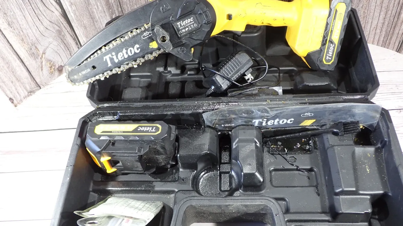 Tietoc 6-Inch 21V MAX Cordless Mini Chainsaw Power Tool Kit & Case