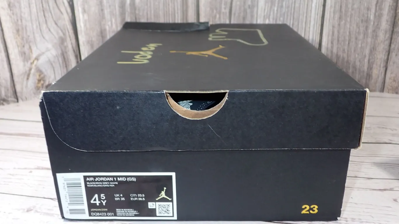 Air Jordan 1 Mid GS Black Iron Grey White Youth Sneakers Size 4.5Y