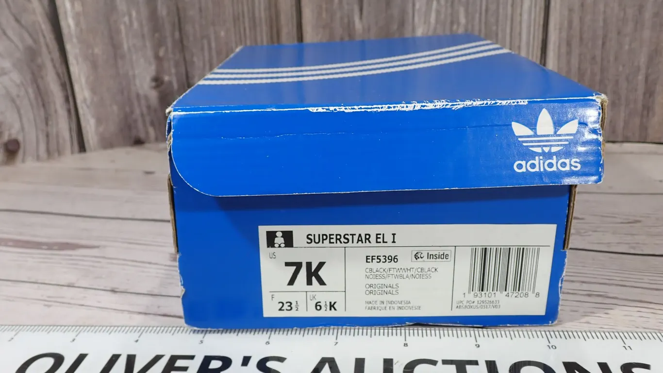Adidas Superstar El I Toddler Black & White Sneakers Size 7K with Box