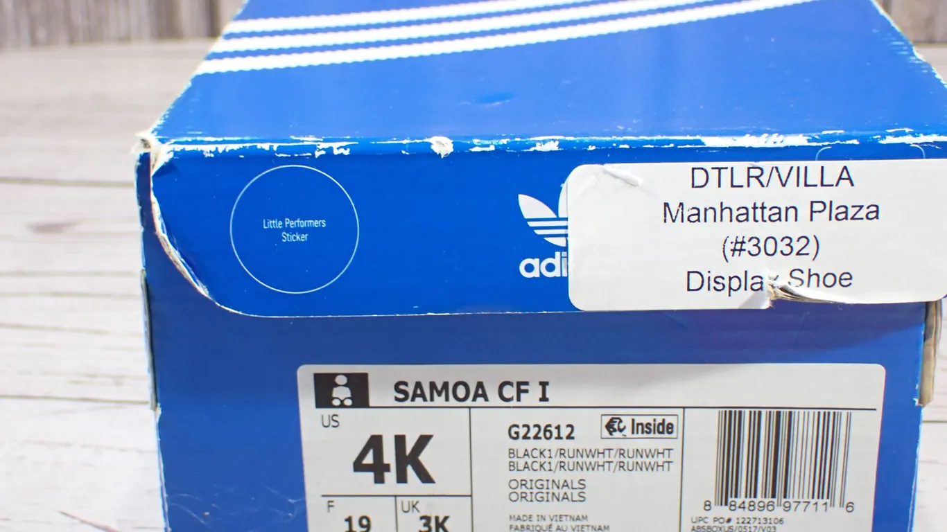 Adidas Samoa CF I Infant Black & White Sneakers Size 4K with Box