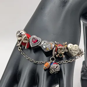 Gnoce Sterling Silver Nightmare Before Christmas Style Charm Bracelet