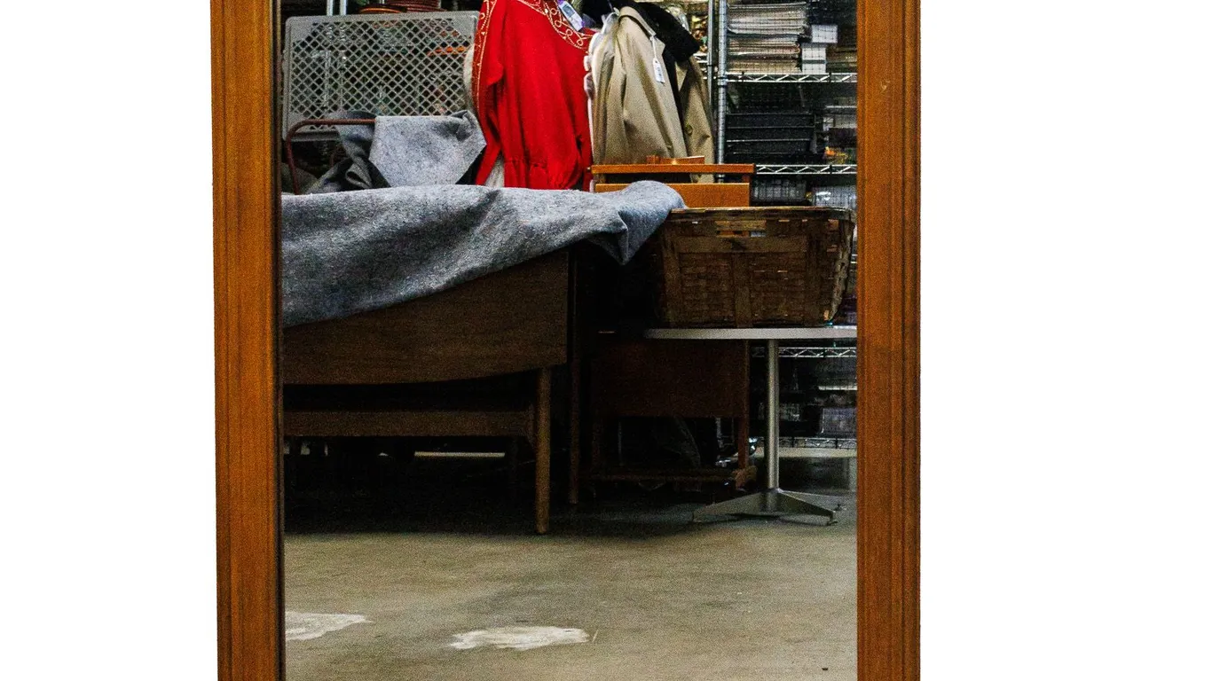 Vintage Wood Framed Wall Mirror