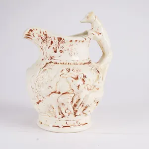 Vintage Ceramic Pitcher with Hunting Scene Motif - Signed "E. Kline"