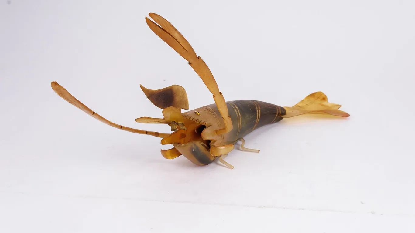 Vintage Carved Horn Crayfish Sculpture