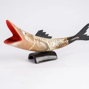 Vintage Carved Horn Fish Sculpture