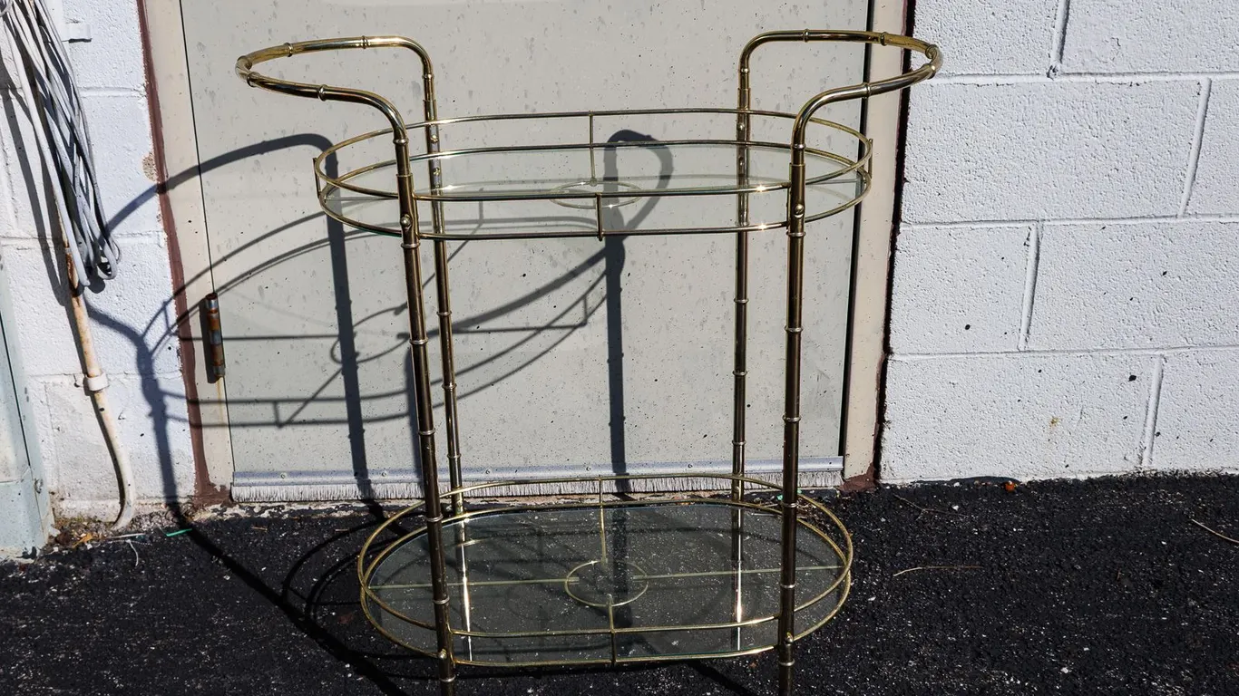 Vintage Brass Bamboo Bar Cart