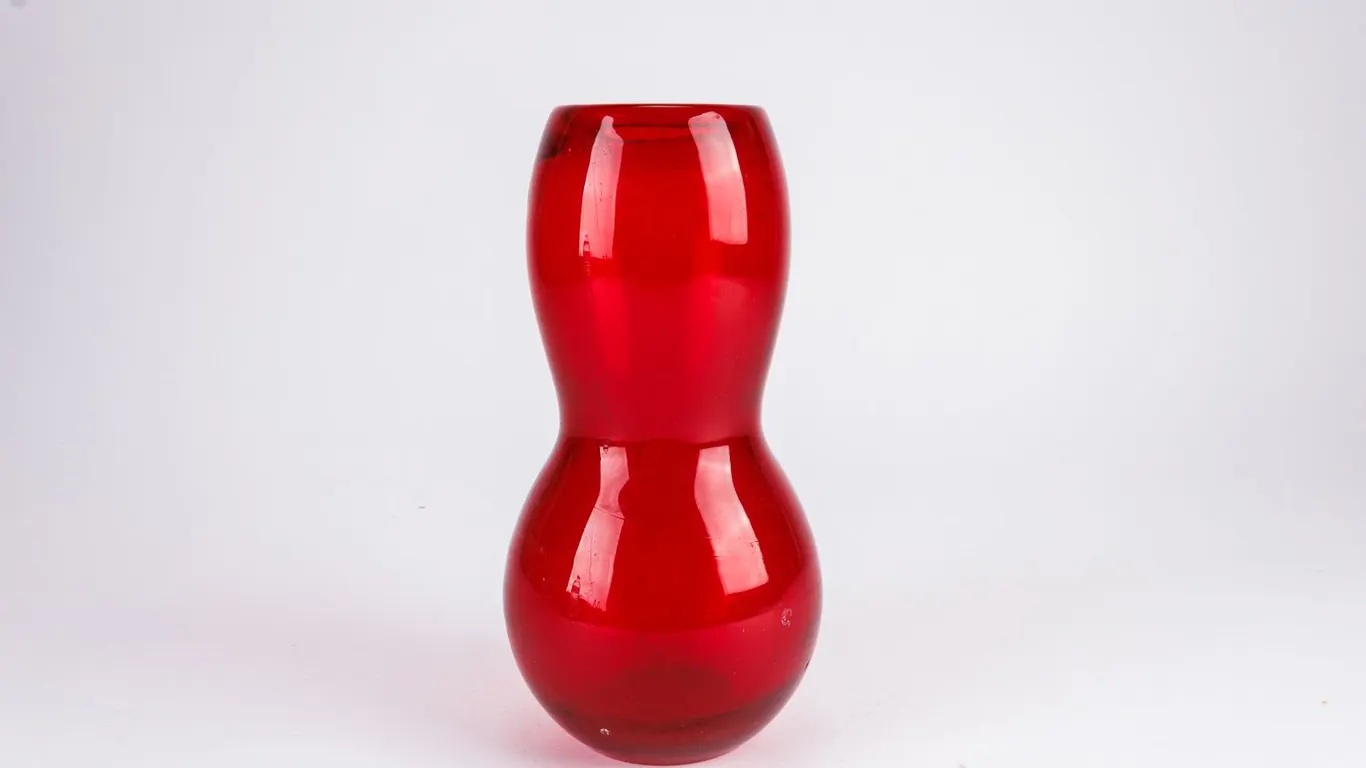 Hand-blown Ruby Glass Art Vase
