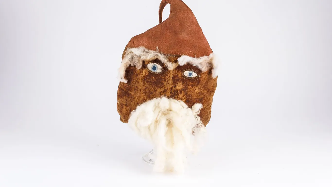 Vintage Folk Art Primitive Plush Santa Pillow