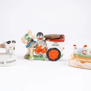 A Grouping of Vintage Unique Lusterware Ashtrays  A Dog, Chickens and A Do