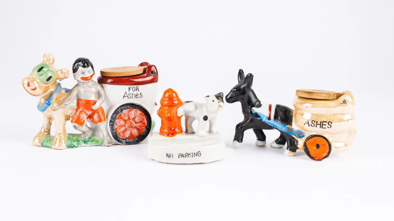 Ashtray Lovers Must See! A Grouping of Vintage Unique Lusterware Pieces! Two Donkeys & One Dog Asht