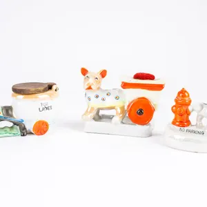 A Grouping of Vintage Unique Lusterware Ashtrays and Pin Cushion Piece!