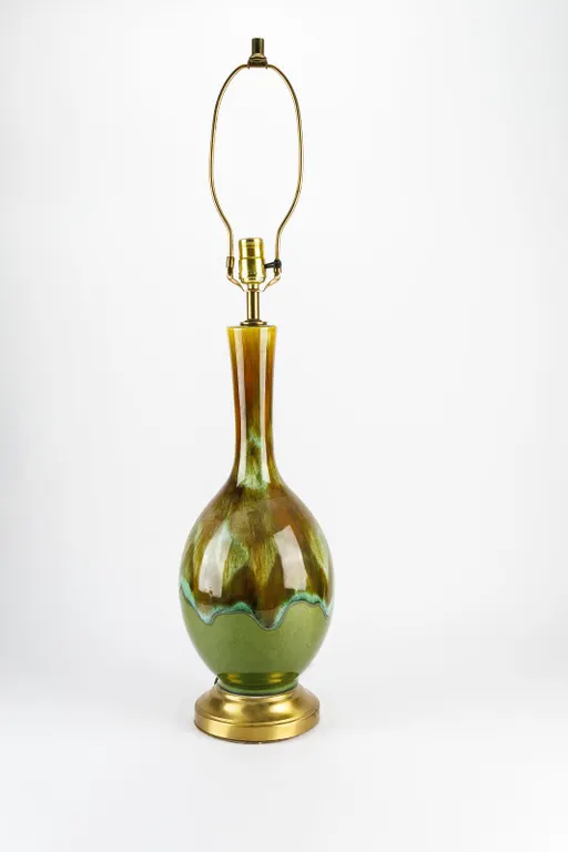 1960's Mid-Century Modern Ceramic Drip Glaze Lamp