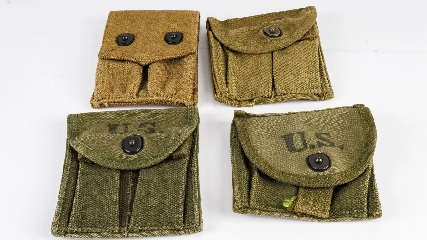 4 Vintage WWII-Era M1 Carbine Double Magazine Pouches