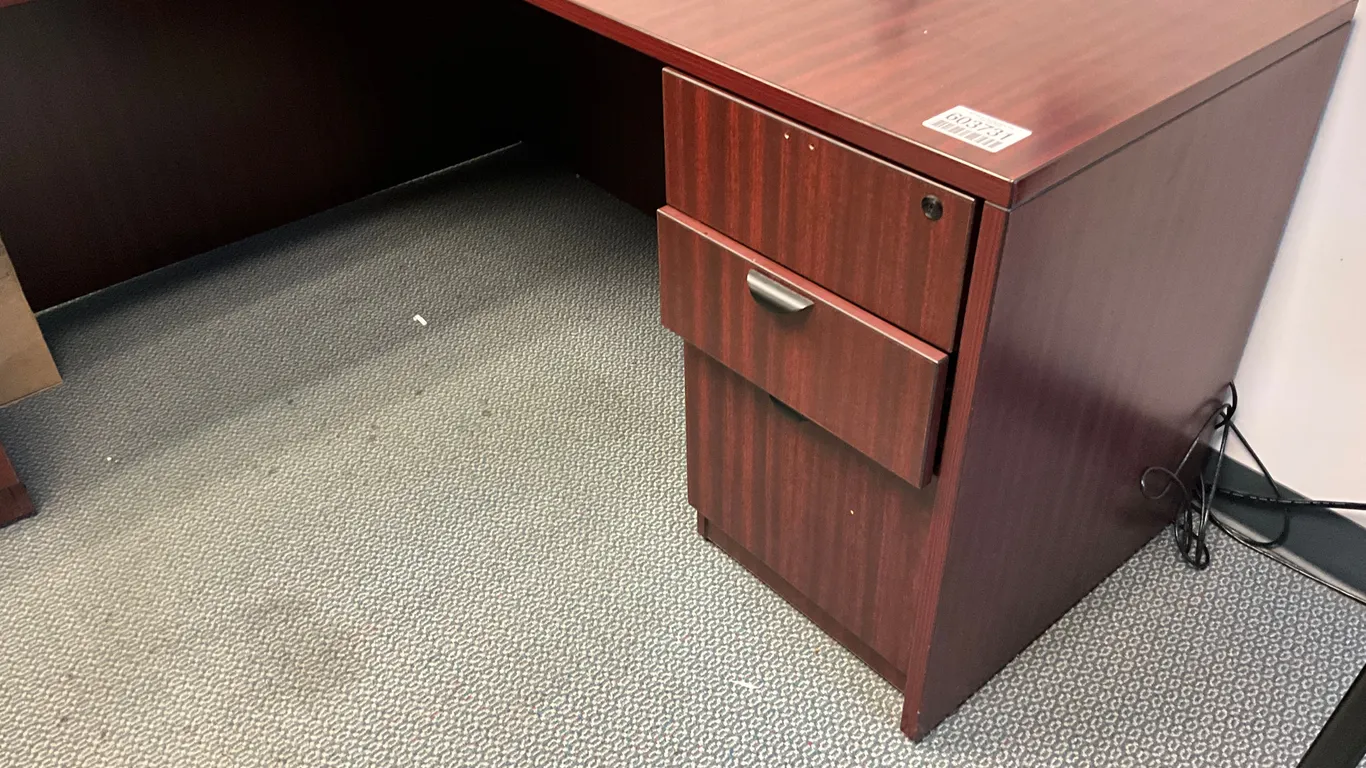 L-SHAPED DESK W/ UPPER STORAGE CABINET & CHAIR