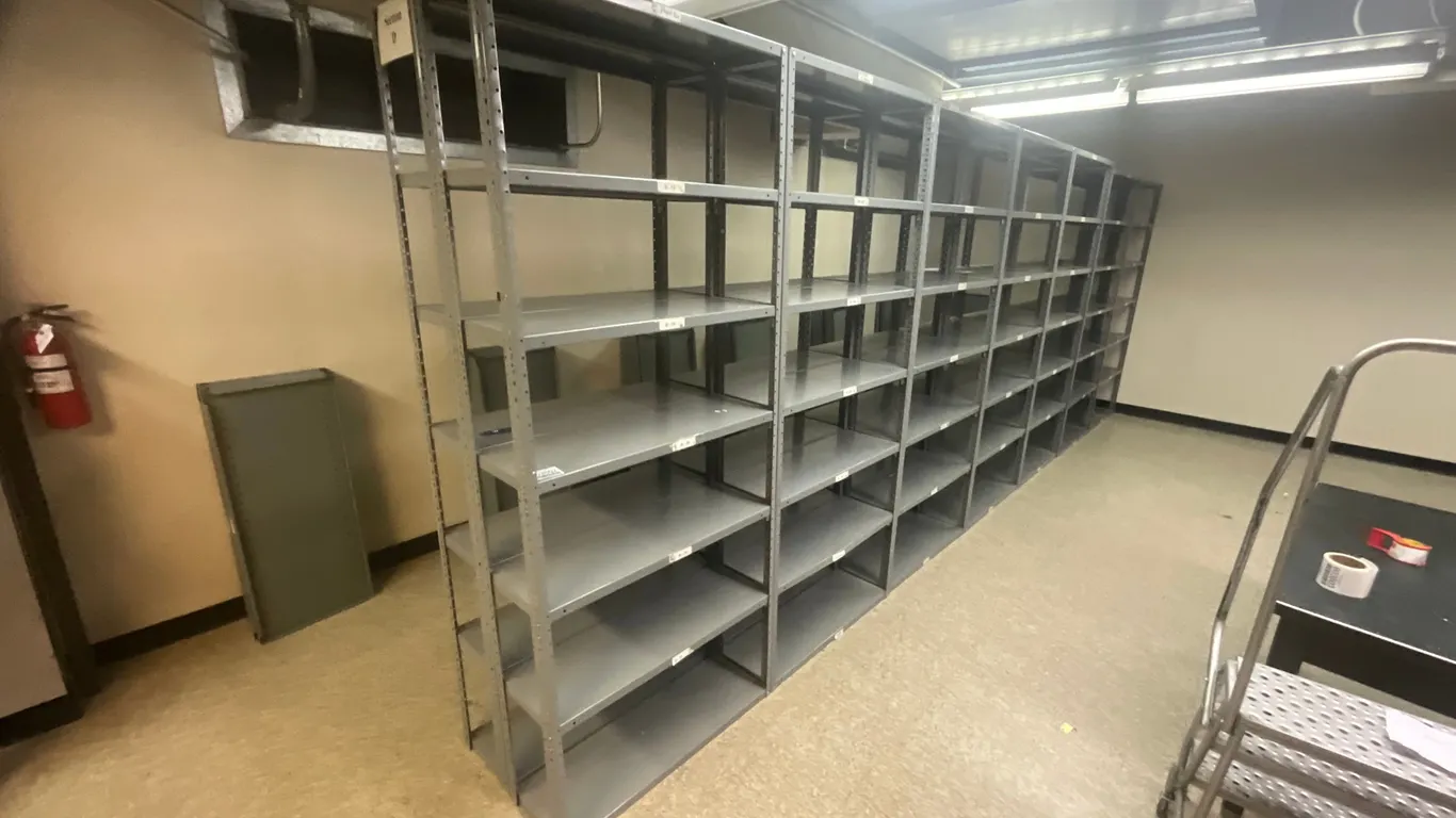 QTY OF (14) METAL STORAGE RACKS