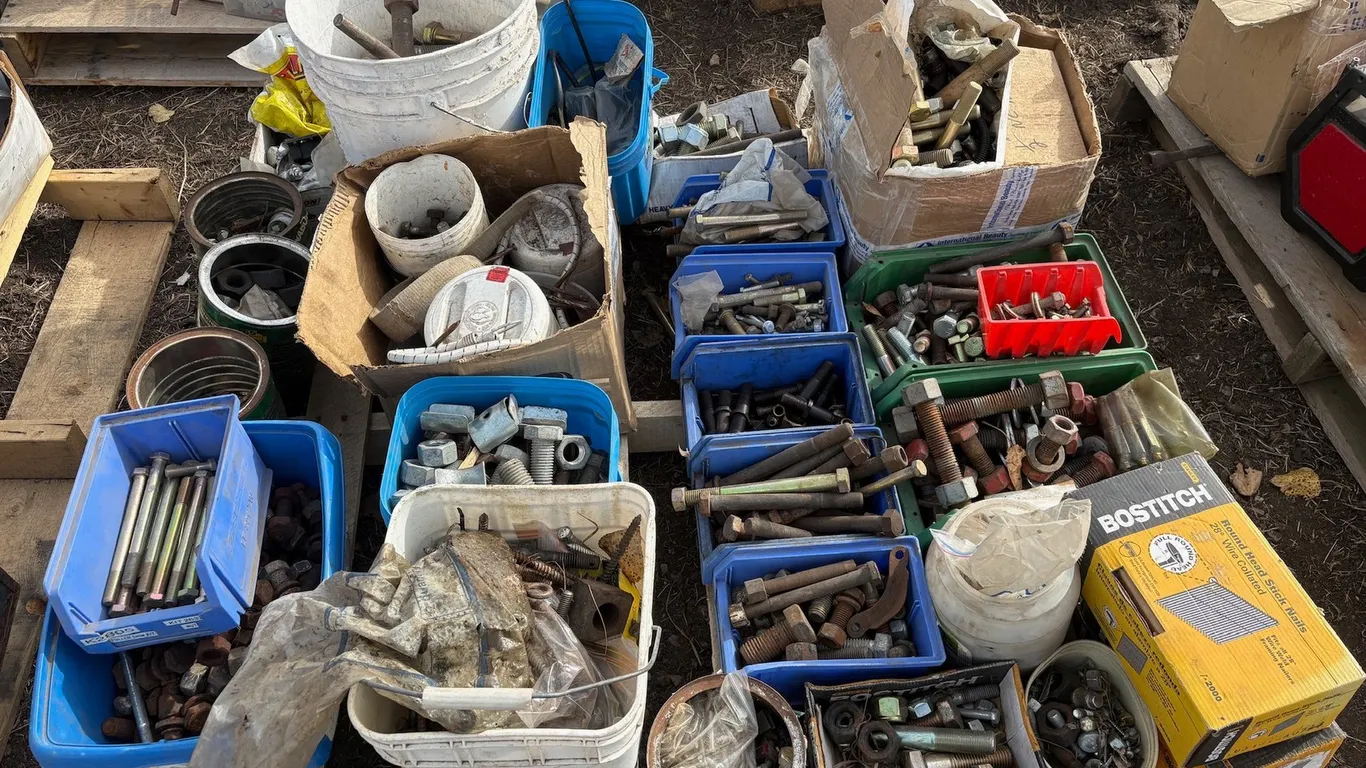Collection of Nuts, Bolts, Nails and Tools