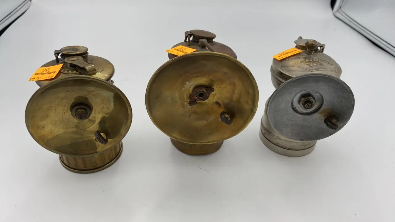 (3) Auto Lite, Dewar, Victor Table Carbide Lamps