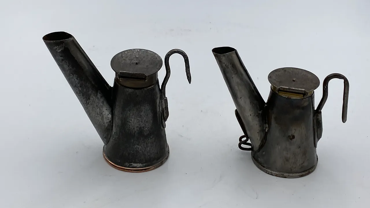 (2) Crown Oil Wick Cap Lamps