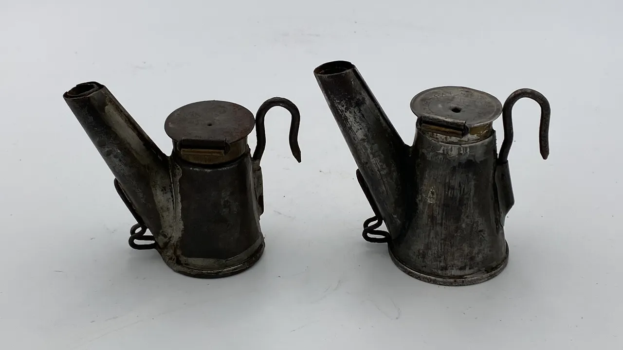 (2) Crown Oil Wick Cap Lamps