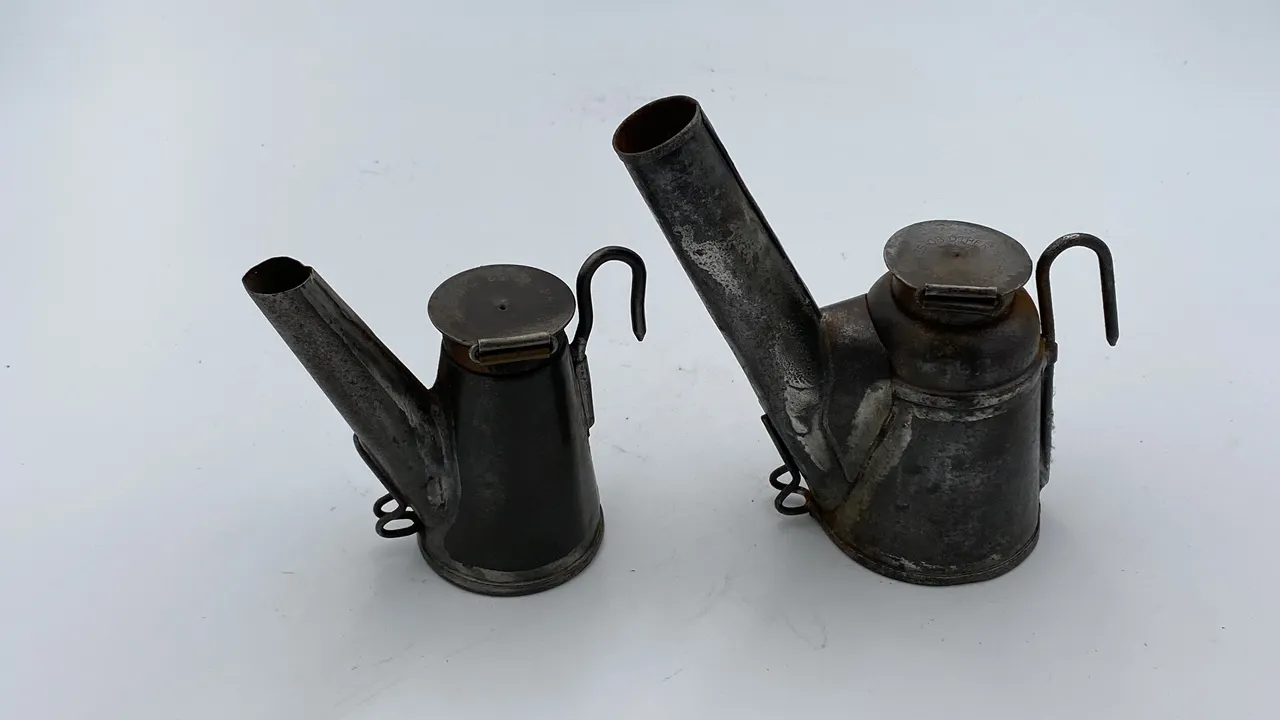 (2) Crown Oil Wick Cap Lamps