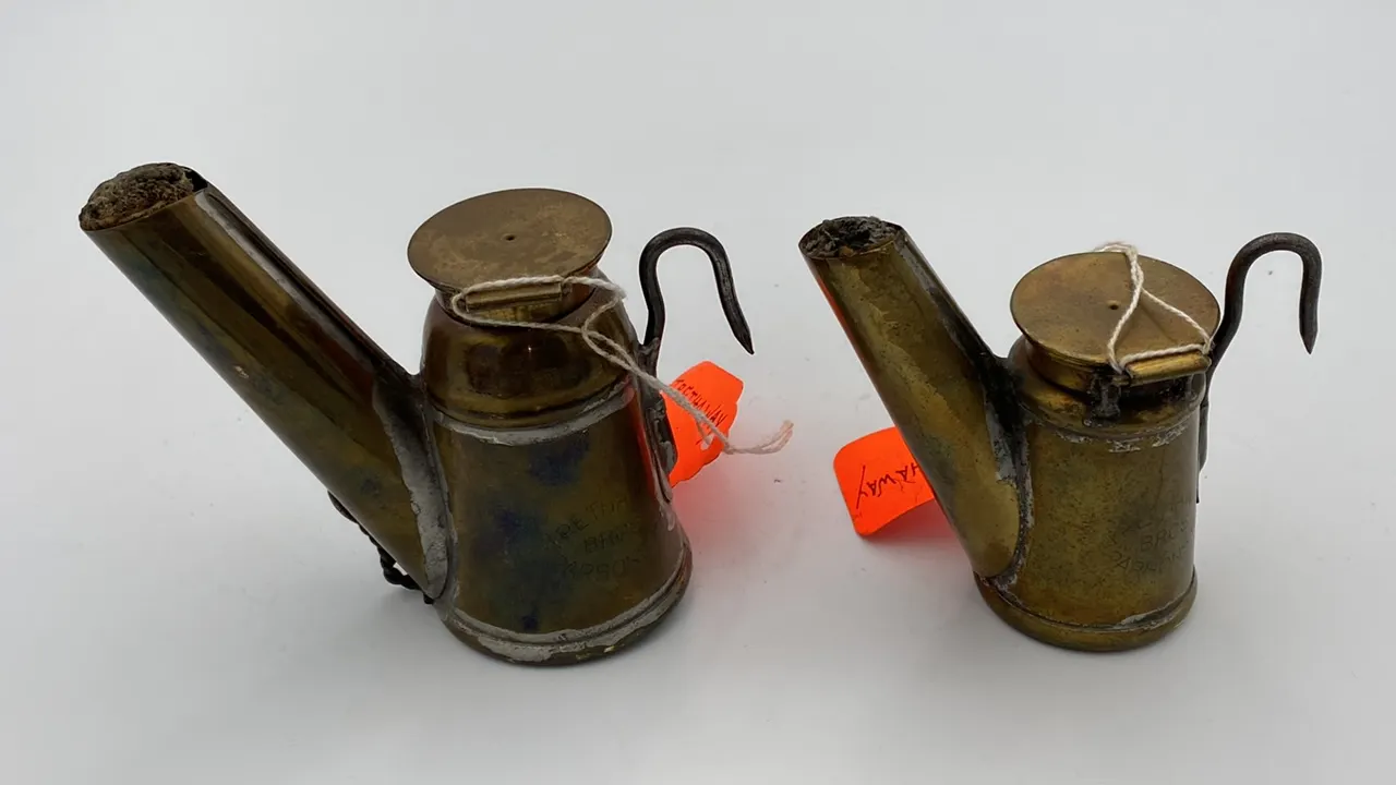 (2) Trethaway Brothers Oil Wick Cap Lamps