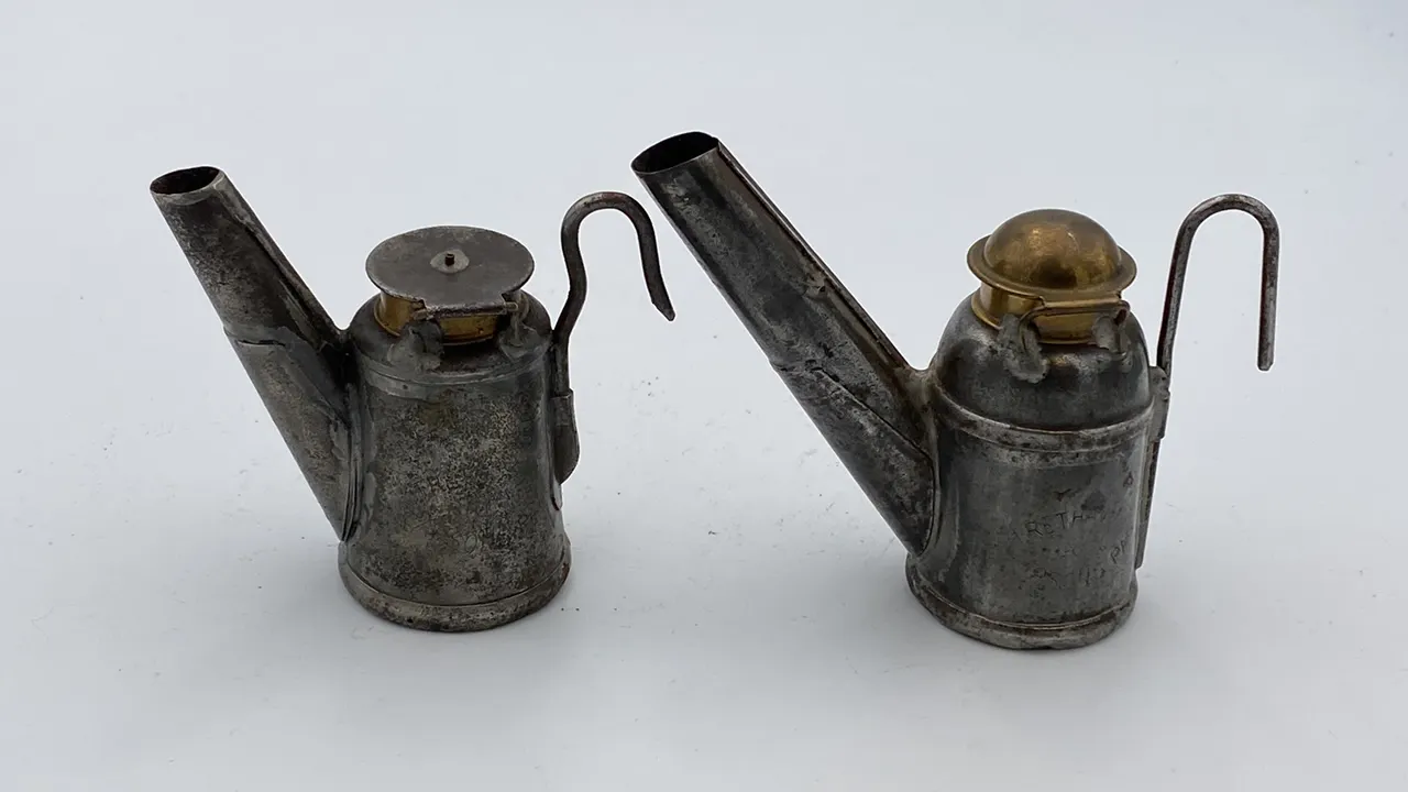 (2) Trethaway Brothers Oil Wick Cap Lamps