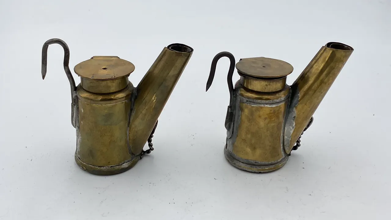 (2) Trethaway Brothers Oil Wick Cap Lamps