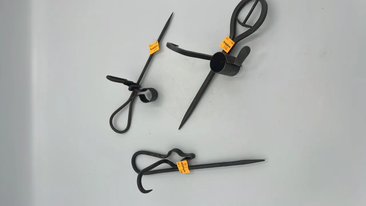 (3) Hand Forged Coal Miner Candlestick Holders (Sticking Tommy)
