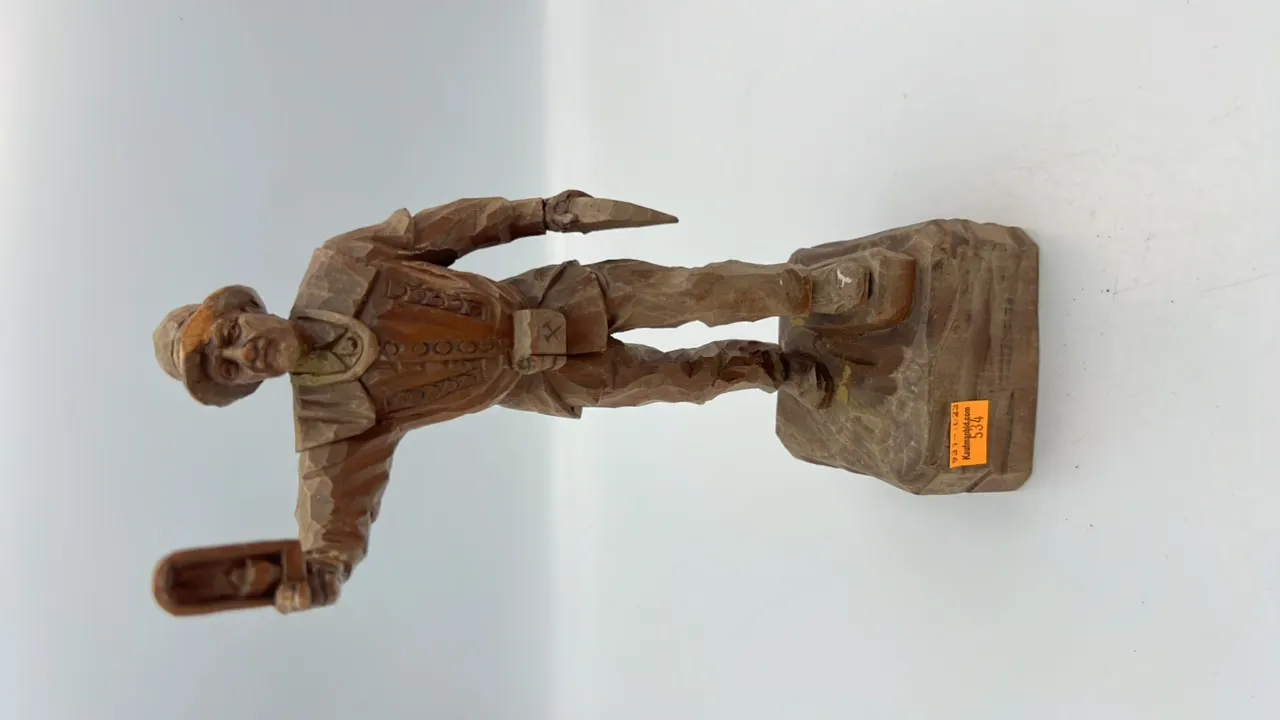 Wood Carved Coal Mining Statue