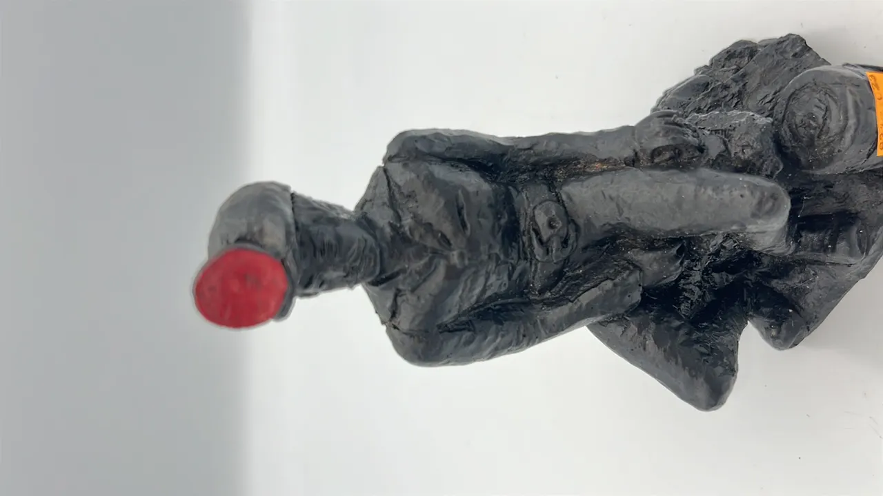 Wood Carved Coal Miner Figure