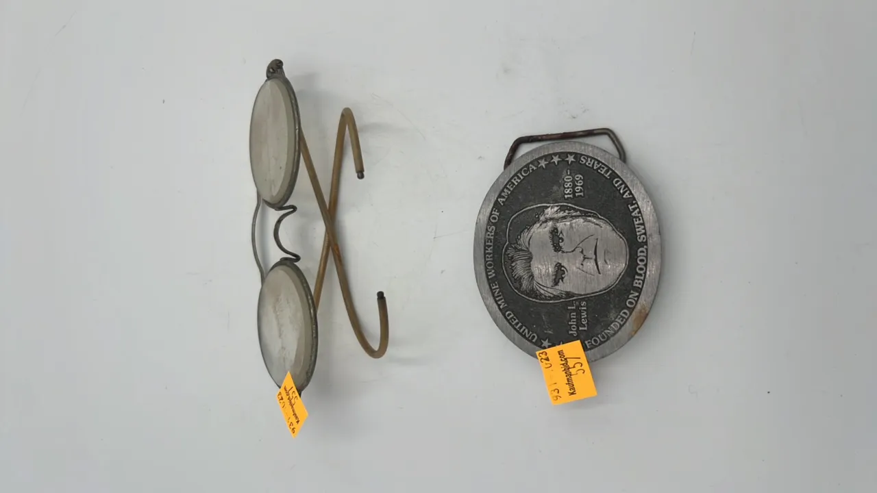 Vintage Eyeglasses, Coal Mining Belt Buckle